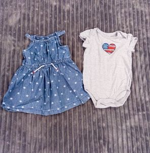 Baby Girls Patriotic Summer Bundle Carters Jumping Beans Blue & Gray Infant